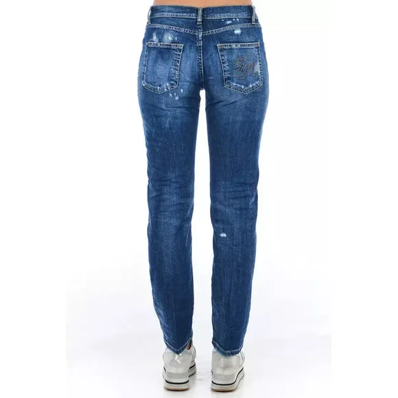 Frankie Morello Blue Cotton Jeans & Pant